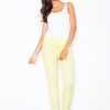 Yellow Women Trousers in Casual Pants For Women with Polyester and Viscose
