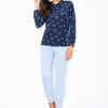 Blue Women Trousers in Casual Pants For Women with Polyester and Viscose