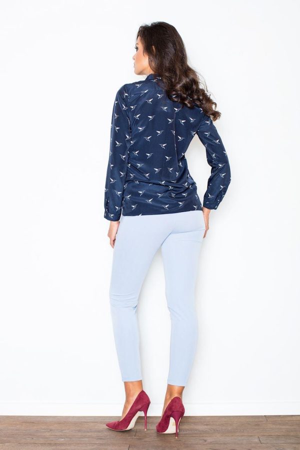 Blue Women Trousers in Casual Pants For Women with Polyester and Viscose