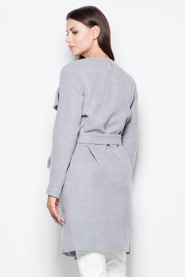 Grey Coat in Women`s Coats, Jackets with Polyester and Viscose