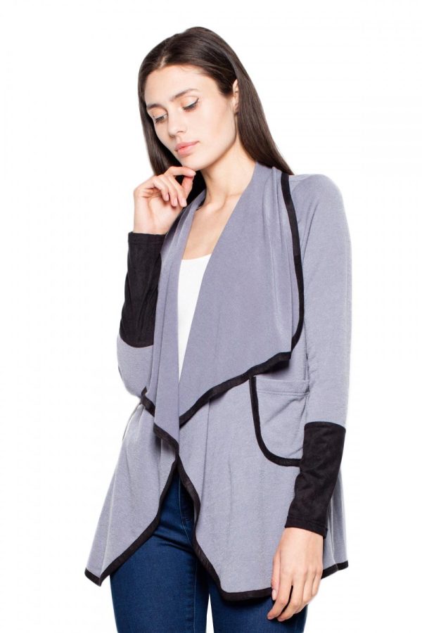 Grey Cardigan in Cardigans For Women, Ponchos with Spandex and Polyester