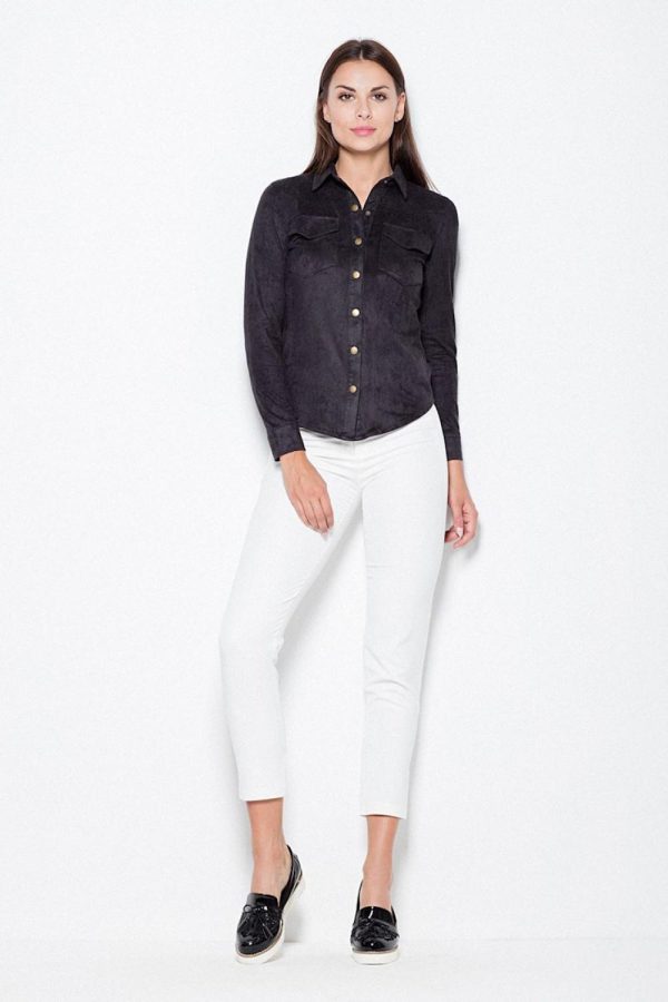 Black Long Sleeve Shirt in Shirts For Women with Spandex and Polyester