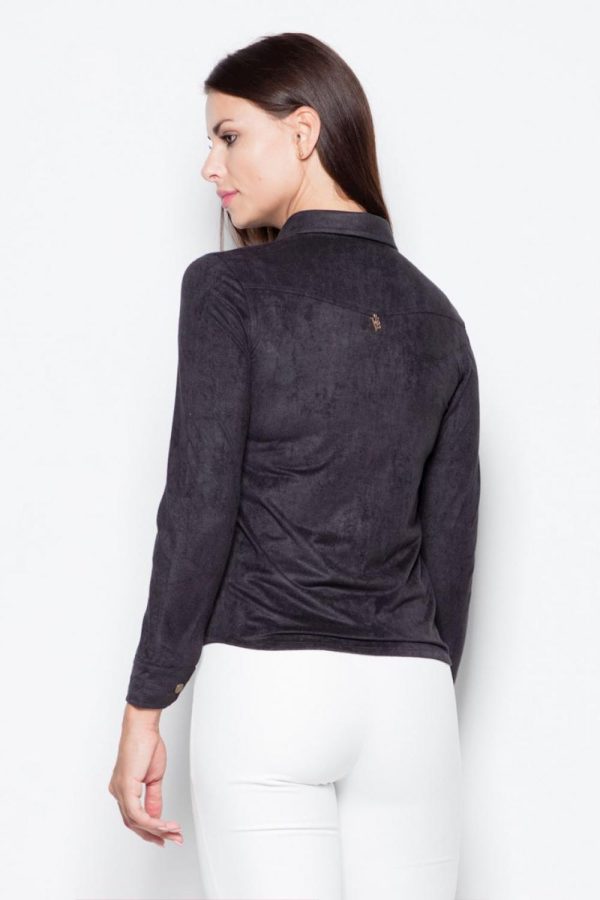 Black Long Sleeve Shirt in Shirts For Women with Spandex and Polyester