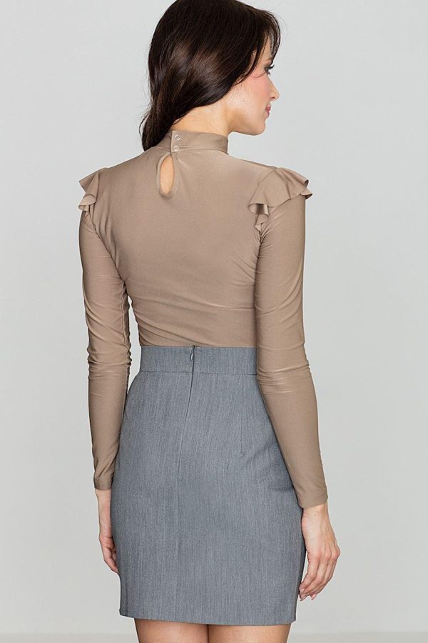 Beige Blouse in Women`s Blouses, Tunics with Spandex and Polyester