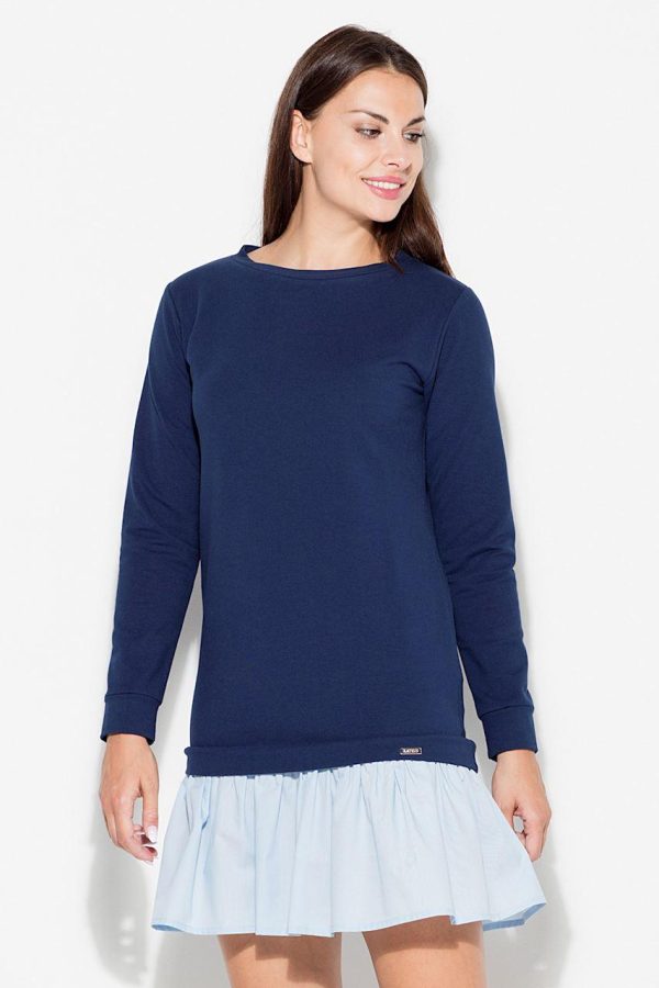 Navy Blue Daydress in Day Dresses with Cotton and Spandex