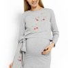 317272 Grey Pregnancy Dress in Maternity Dresses with Cotton and Spandex