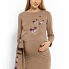 317275 Beige Pregnancy Dress in Maternity Dresses with Cotton and Spandex