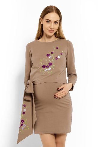 beige Pregnancy dress model 113210 PeeKaBoo