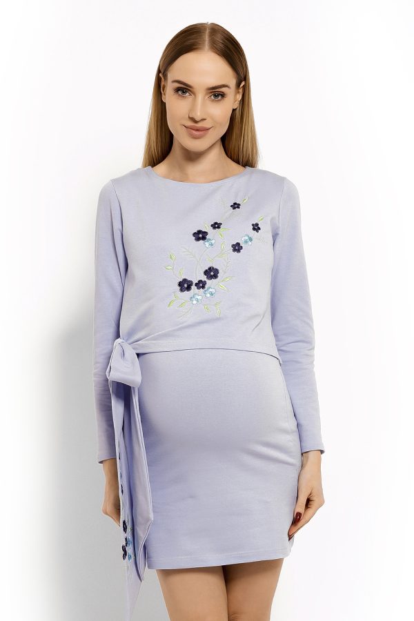Blue Pregnancy Dress in Maternity Dresses with Cotton and Spandex