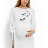 317281 White Pregnancy Dress in Maternity Dresses with Cotton and Spandex