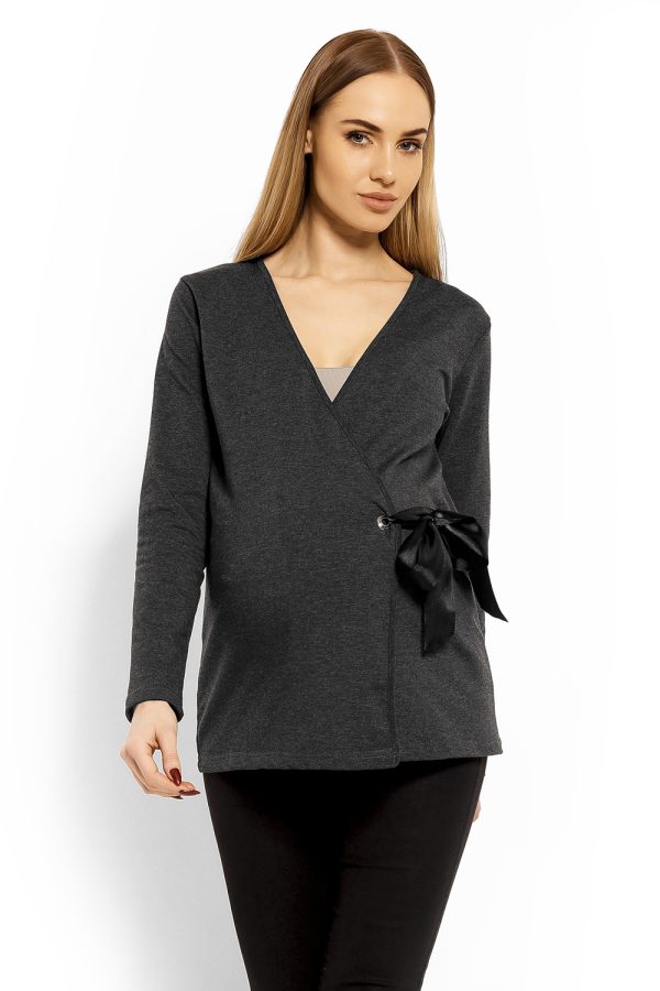 Grey Maternity Blouse in Maternity Blouses with Cotton and Spandex