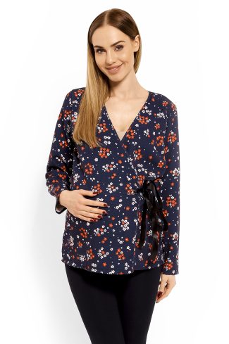 navy blue Maternity blouse model 113244 PeeKaBoo