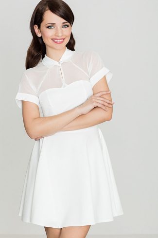 Beige Short Dress in Evening Dresses with Spandex and Polyester