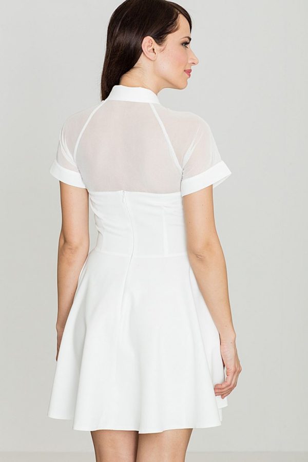 Beige Short Dress in Evening Dresses with Spandex and Polyester