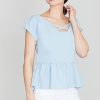 Blue Blouse in Women`s Blouses, Tunics with Spandex and Polyester