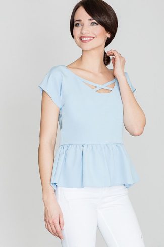 Blue Blouse in Women`s Blouses, Tunics with Spandex and Polyester
