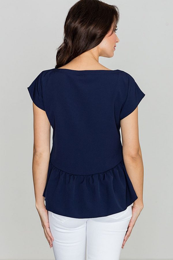Navy Blue Blouse in Women`s Blouses, Tunics with Spandex and Polyester