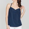 Navy Blue Blouse in Women`s Blouses, Tunics with Spandex, Polyester and Viscose