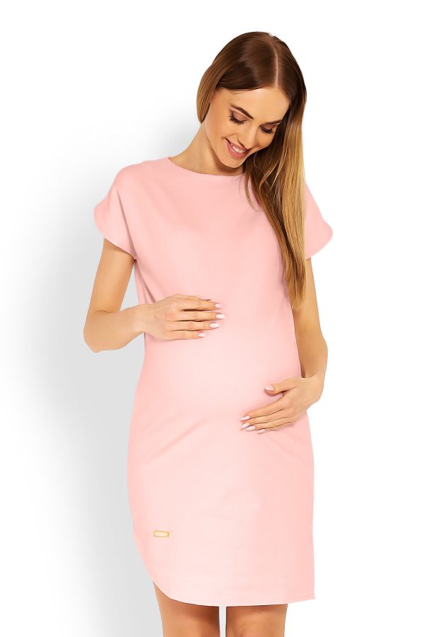 Pink Pregnancy Dress in Maternity Dresses with Cotton and Spandex