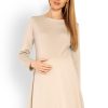 320118 Beige Pregnancy Dress in Maternity Dresses with Polyester and Viscose