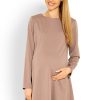 320130 Beige Pregnancy Dress in Maternity Dresses with Polyester and Viscose