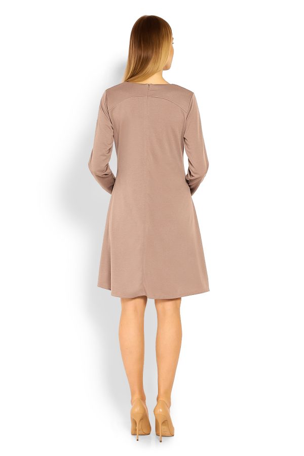 Beige Pregnancy Dress in Maternity Dresses with Polyester and Viscose