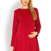 Red Pregnancy Dress in Maternity Dresses with Polyester and Viscose