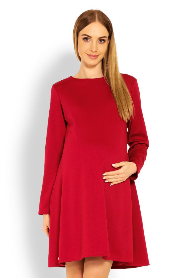 Red Pregnancy Dress in Maternity Dresses with Polyester and Viscose