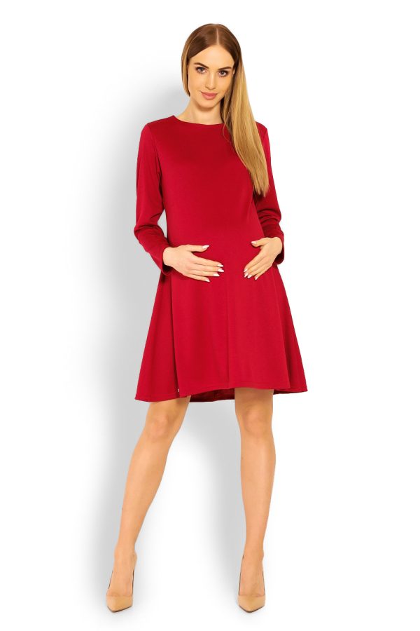 Red Pregnancy Dress in Maternity Dresses with Polyester and Viscose