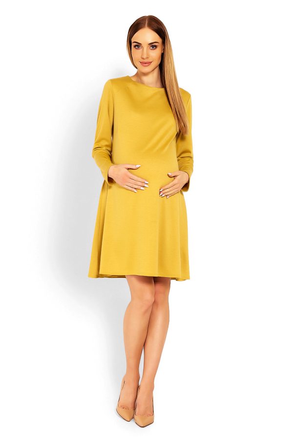 Yellow Pregnancy Dress in Maternity Dresses with Polyester and Viscose