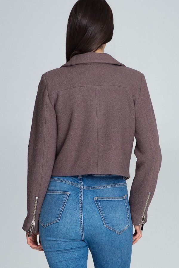 Brown Jacket in Women`s Coats, Jackets with Spandex, Polyester and Wool