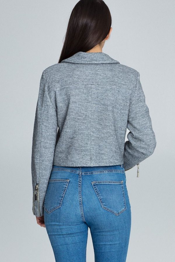 Grey Jacket in Women`s Coats, Jackets with Spandex, Polyester and Wool