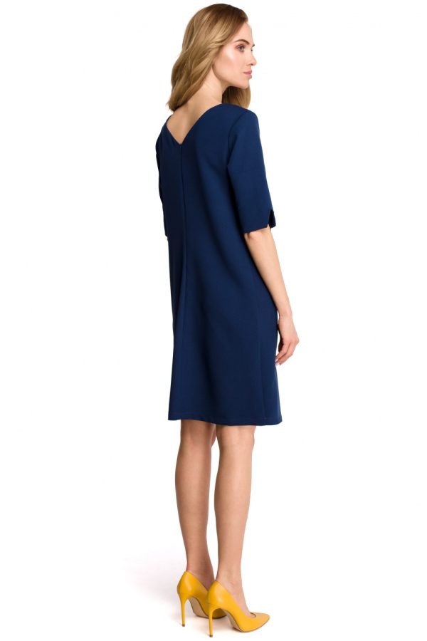 Navy Blue Daydress in Day Dresses with Spandex and Polyester
