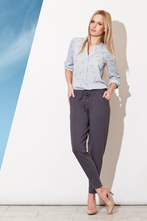 Grey Women Trousers in Casual Pants For Women with Spandex and Viscose