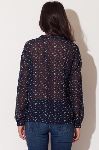 66905 Blue Long Sleeve Shirt in Shirts For Women with Polyester