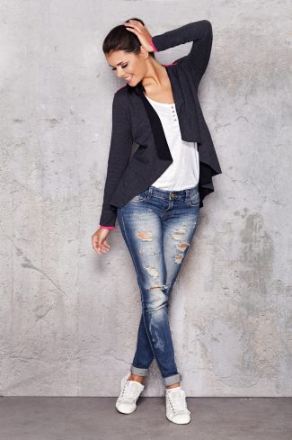 Grey Sweatshirt in Sweatshirts For Women with Cotton and Spandex