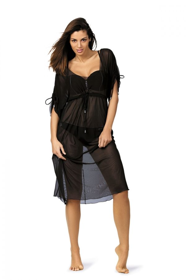 Black Beach Tunic in Beach Dresses, Cover-Ups, Pareos with Spandex and Polyamide