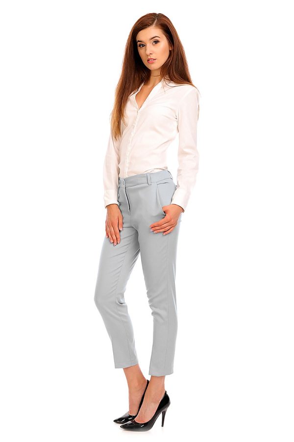Grey Women Trousers in Formal Trousers For Ladies with Cotton, Spandex and Nylon