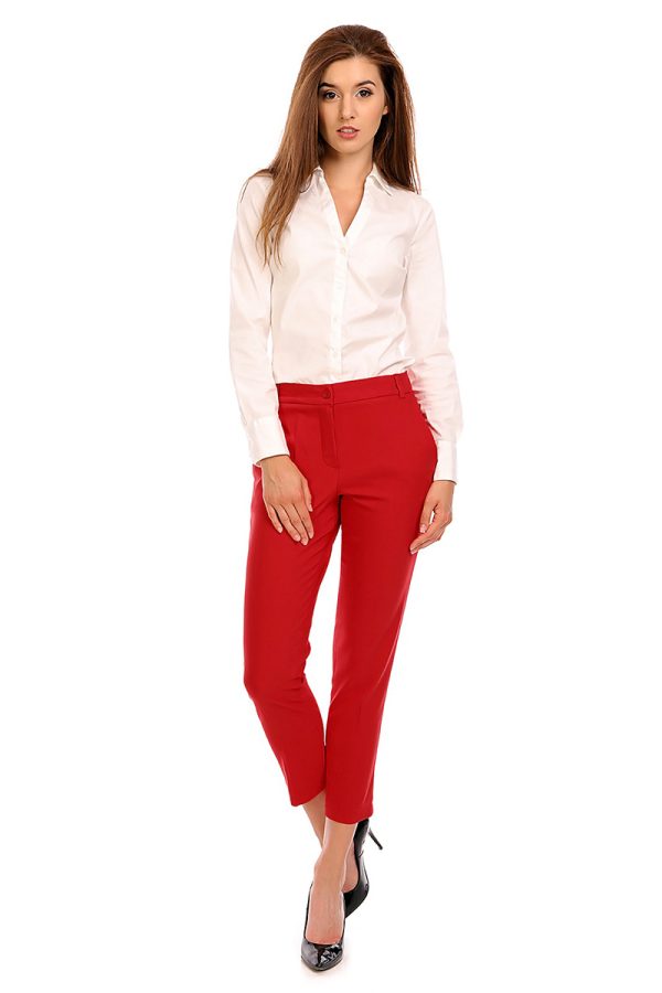 Red Women Trousers in Formal Trousers For Ladies with Cotton, Spandex and Nylon