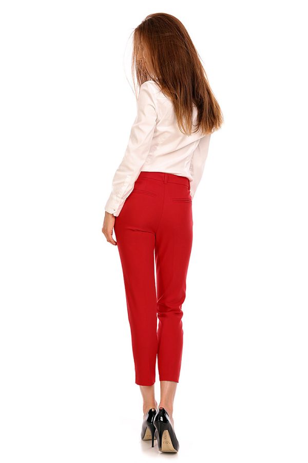 Red Women Trousers in Formal Trousers For Ladies with Cotton, Spandex and Nylon