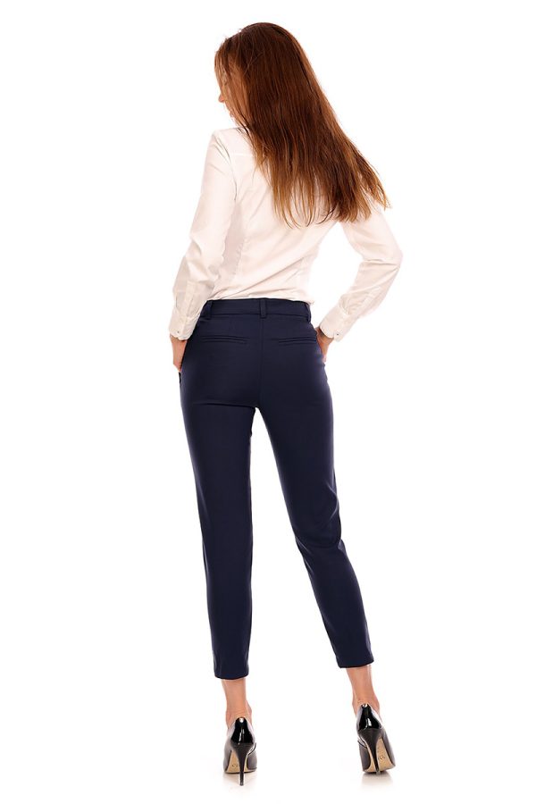 Navy Blue Women Trousers in Formal Trousers For Ladies with Cotton, Spandex and Nylon