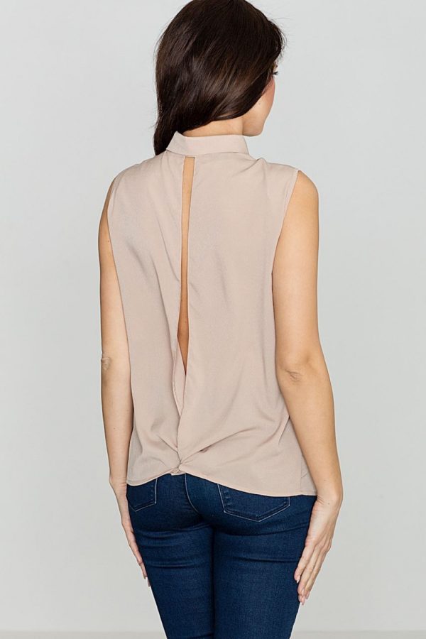 Beige Shirt in Shirts For Women with Spandex, Polyester and Viscose