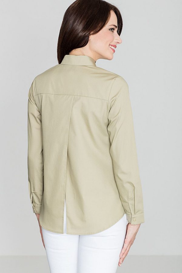 Green Long Sleeve Shirt in Shirts For Women with Cotton and Polyester