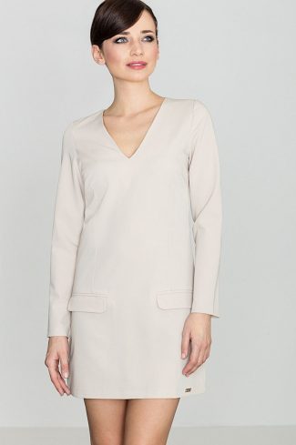 Beige Daydress in Day Dresses with Polyester and Viscose