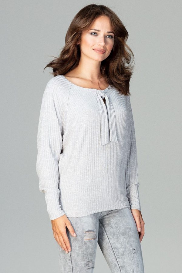 Grey Blouse in Women`s Blouses, Tunics with Spandex, Polyester and Viscose
