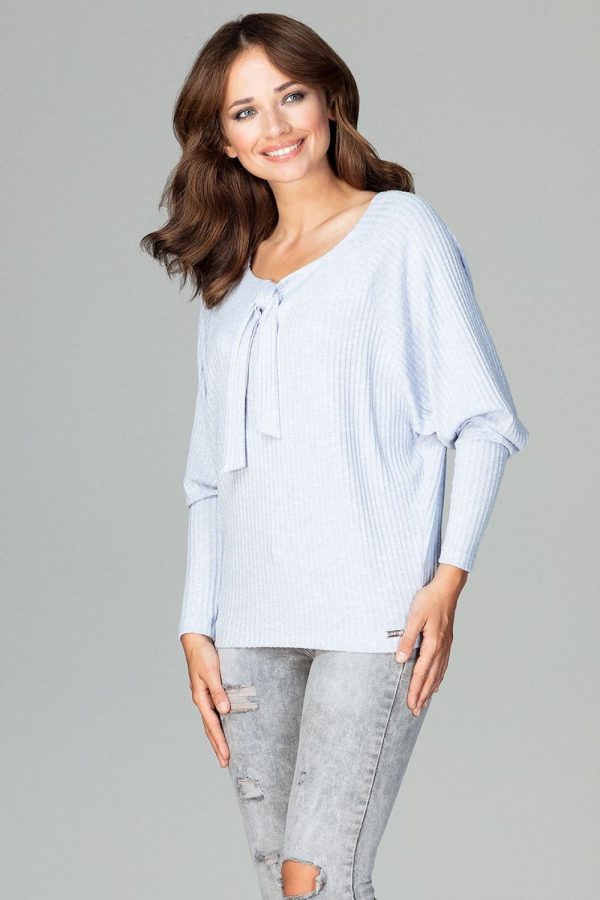 Blue Blouse in Women`s Blouses, Tunics with Spandex, Polyester and Viscose