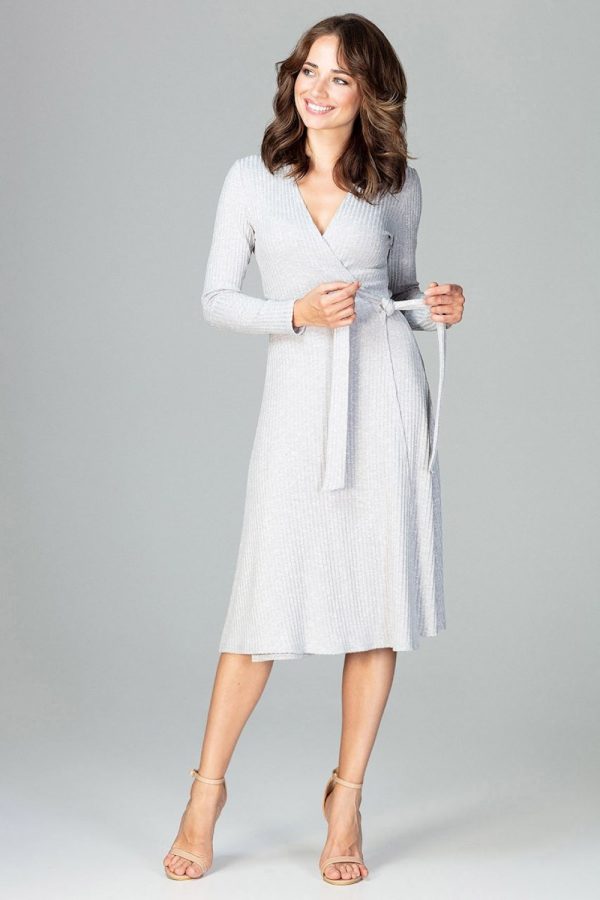 Grey Daydress in Day Dresses with Spandex, Polyester and Viscose