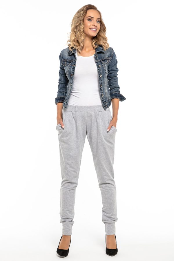 Grey Tracksuit Trousers in Women`s Tracksuit Bottoms, Sports Pants with Cotton and Polyester