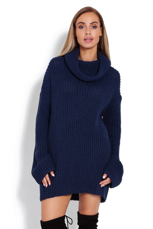 Navy Blue Long Jumper in Sweaters, Pullovers, Jumpers, Turtlenecks, Boleros, Shrugs with Acrylic