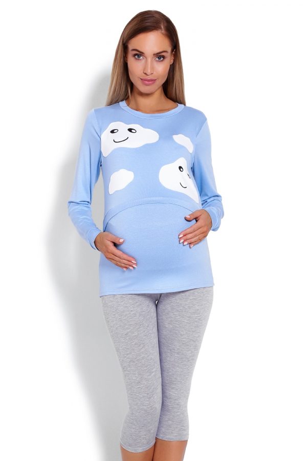 Blue Pregnancy Pajamas in Maternity Nightwear with Spandex and Viscose